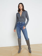 Sterling Long Sleeve Sweater in Grey/Gunmetal | L'AGENCE near me