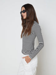 Tess Long Sleeve Tee in Black/White Stripe | L'AGENCE discount