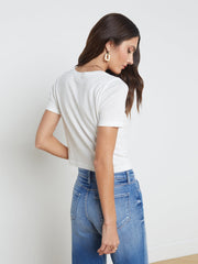 Donna Cotton Cropped Tee in White | L'AGENCE sale