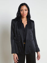 Colin Double Breasted Silk Charmeuse Blazer in Black | L'AGENCE near me