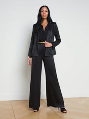 Colin Double Breasted Silk Charmeuse Blazer in Black | L'AGENCE near me