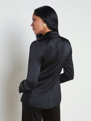 Colin Double Breasted Silk Charmeuse Blazer in Black | L'AGENCE near me