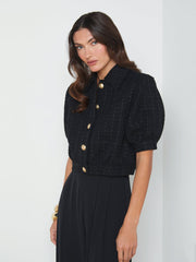 Cove Cropped Tweed Jacket in Black | L'AGENCE US
