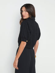 Cove Cropped Tweed Jacket in Black | L'AGENCE US