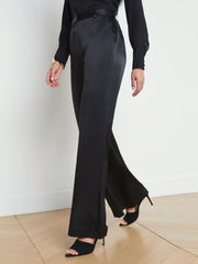 Pilar Silk Wide-Leg Pant in Black | L'AGENCE US