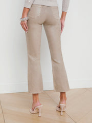 Kendra Coated Cropped Flare Jean in Rye Coated | L'AGENCE discount