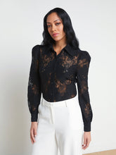 Jenica Puff Sleeve Lace Blouse in Black | L'AGENCE Women