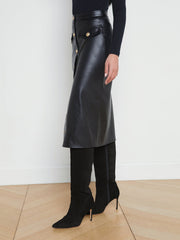 Milann Vegan Leather Skirt in Black | L'AGENCE US