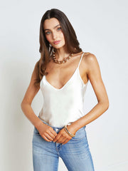 Lexi Silk Camisole in White | L'AGENCE discount
