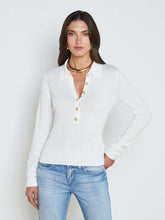 Sterling Long Sleeve Sweater in White/Gold | L'AGENCE near me