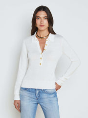 Sterling Long Sleeve Sweater in White/Gold | L'AGENCE near me