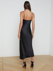 Seridie Silk Slip Dress in Black | L'AGENCE for sale