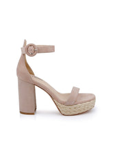 Avia Platform Heeled Sandal in Pecan Suede | L'AGENCE for sale