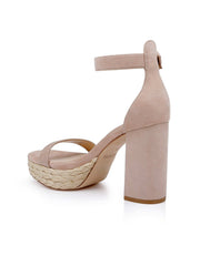 Avia Platform Heeled Sandal in Pecan Suede | L'AGENCE for sale