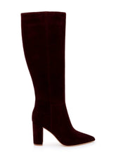 Christiane Knee High Boot in Burgundy Chocolate Suede | L'AGENCE sale