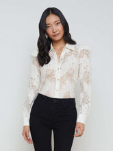 Jenica Long-Sleeve Lace Button-Down Blouse in Ivory | L'AGENCE near me