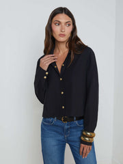 Cosette Shirt in Black/Gold | L'AGENCE sale