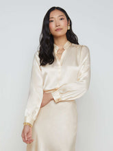 Bianca Long-Sleeve Silk Blouse in Pearl | L'AGENCE Women
