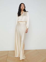 Bianca Long-Sleeve Silk Blouse in Pearl | L'AGENCE Women