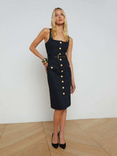 Idy Button-Front Tank Dress in Black/Gold | L'AGENCE sale