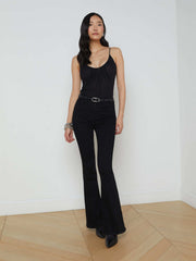 Gelina Ruched Bodysuit in Black | L'AGENCE US