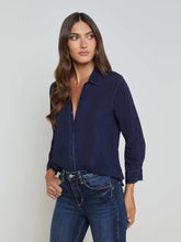 Marlene Blouse in Navy/White Contrast | L'AGENCE US