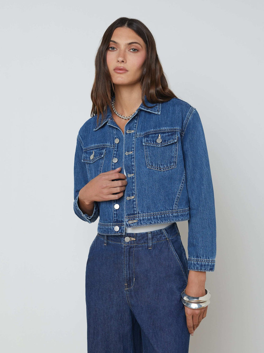 Koda Cropped Jean Jacket in Glendora | L'AGENCE Women