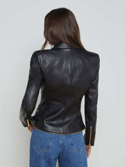 Ottilie Leather Blazer in Black | L'AGENCE Women