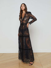 Poe Lace Maxi Dress in Black | L'AGENCE US