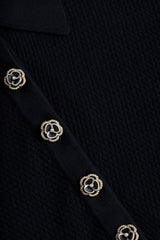 Sterling Long Sleeve Sweater in Black/Jewel Button | L'AGENCE Women