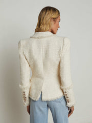 Kaisley Tweed Blazer in Vintage White | L'AGENCE sale