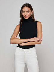 Ceci Sleeveless Turtleneck in Black/Gold | L'AGENCE Women
