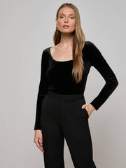 Jelena Velvet Top in Black | L'AGENCE US