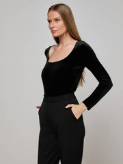 Jelena Velvet Top in Black | L'AGENCE US