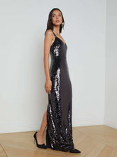 Karma Sequin Maxi Dress in Black | L'AGENCE online