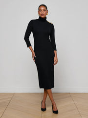 Voletta Turtleneck Knit Dress in Black | L'AGENCE for sale