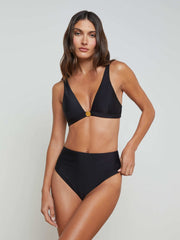 Vanessa High-Waisted Bikini Bottom in Black | L'AGENCE online