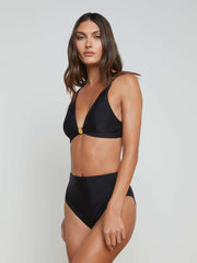 Vanessa High-Waisted Bikini Bottom in Black | L'AGENCE online