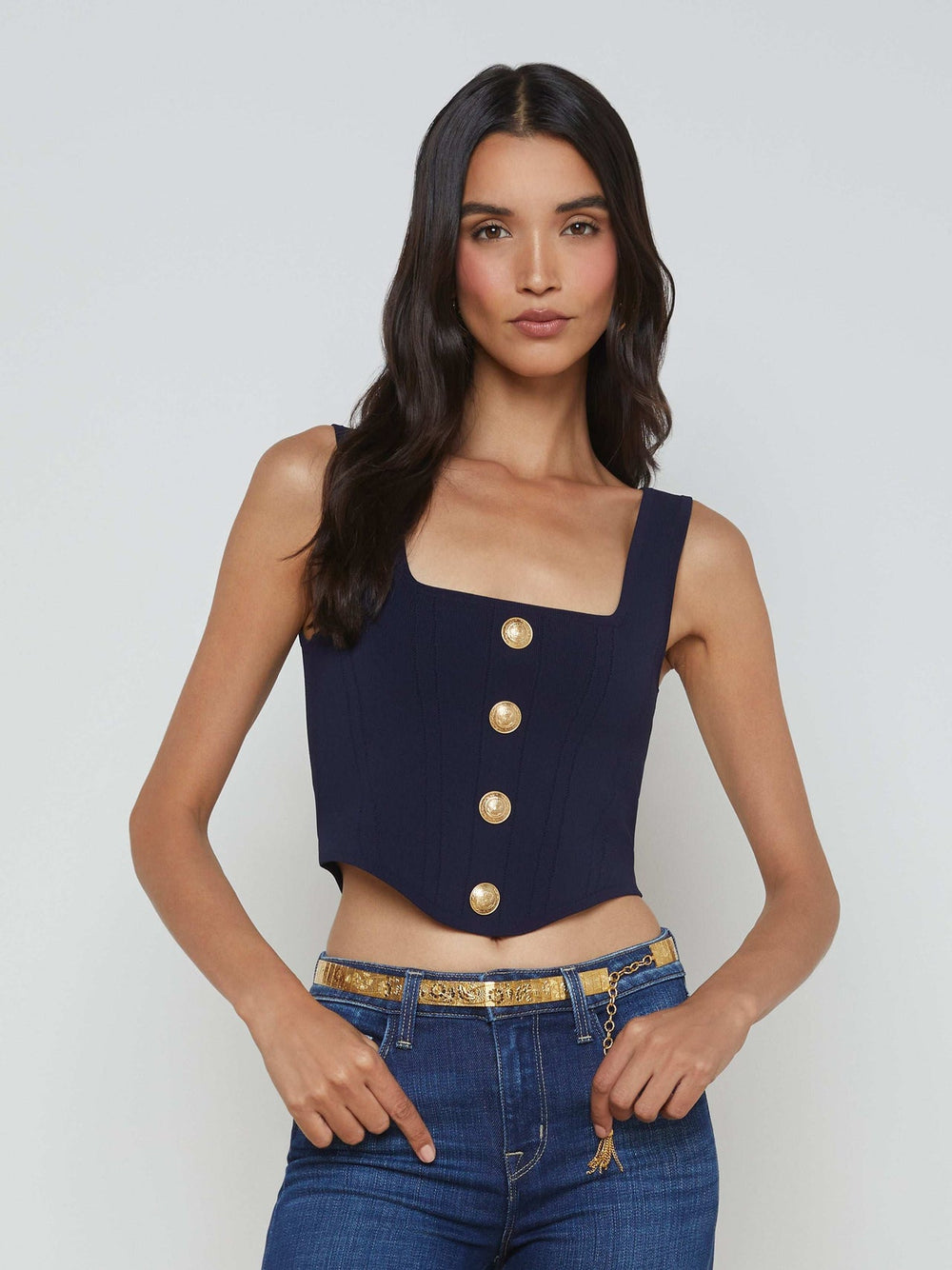 Saga Top in Midnight/Gold | L'AGENCE US