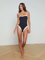 Tory Bandeau One-Piece Swimsuit in Black/White | L'AGENCE discount