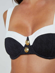 Alexandria Bikini Top in Black/White | L'AGENCE sale