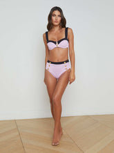 Vanessa High-Waisted Bikini Bottom in Light Violet/Black | L'AGENCE online