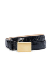 Amis Belt in Black Croc Embossed/Gold | L'AGENCE US