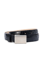Amis Belt in Black Croc Embossed/Silver | L'AGENCE for sale