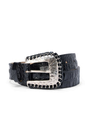 Brisa Belt in Black Croc Embossed | L'AGENCE discount