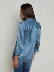 Dani Silk Blouse in Blue Mist | L'AGENCE discount