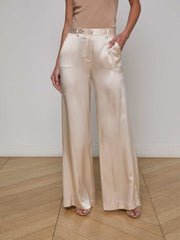 Gavin Silk Wide-Leg Pant in Champagne | L'AGENCE for sale