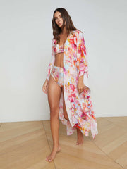 Kara Kimono Cover-Up in Multi Soft Cloud Floral | L'AGENCE sale