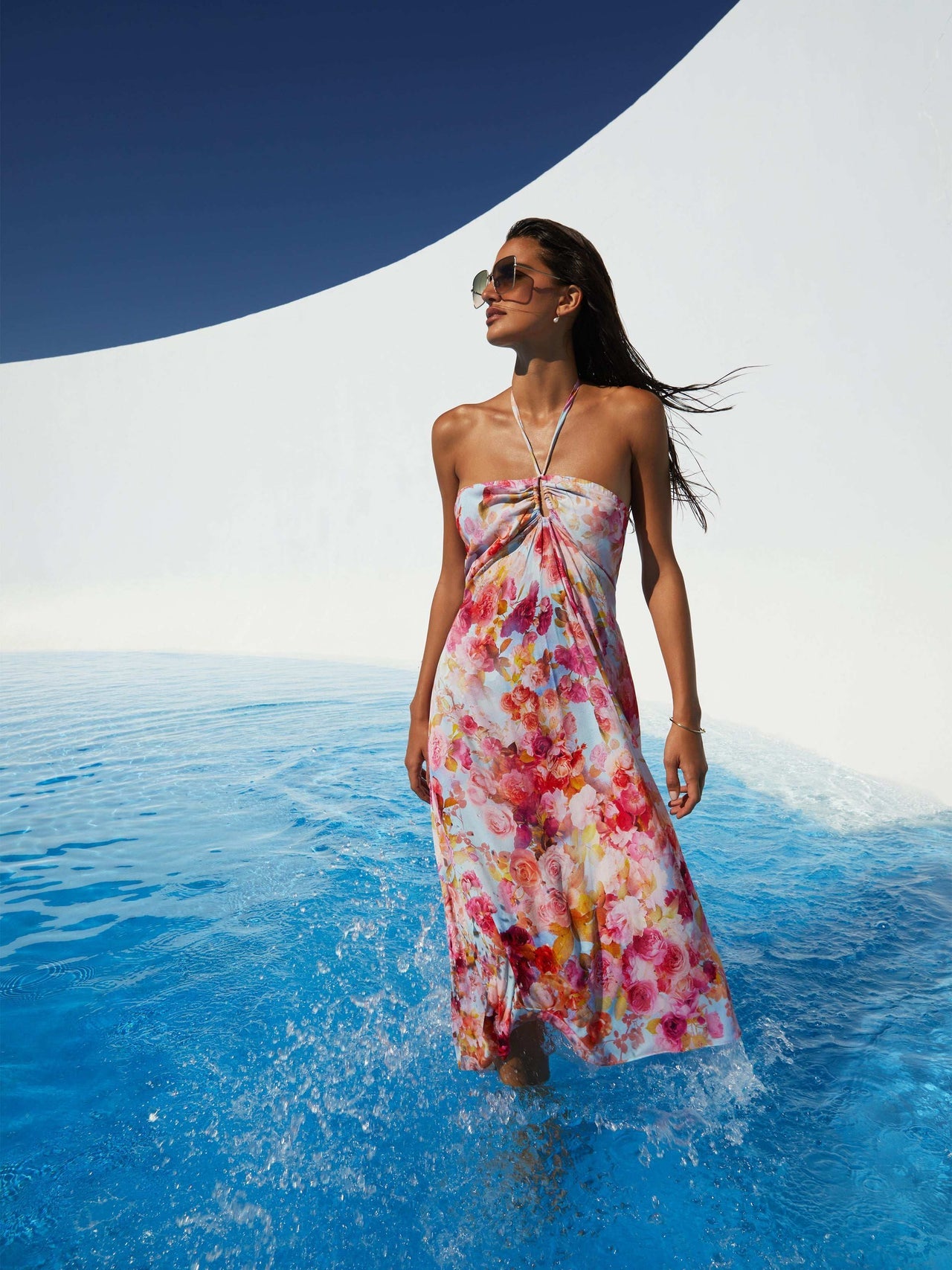 Cheri Cover-Up Dress in Multi Soft Cloud Floral | L'AGENCE for sale