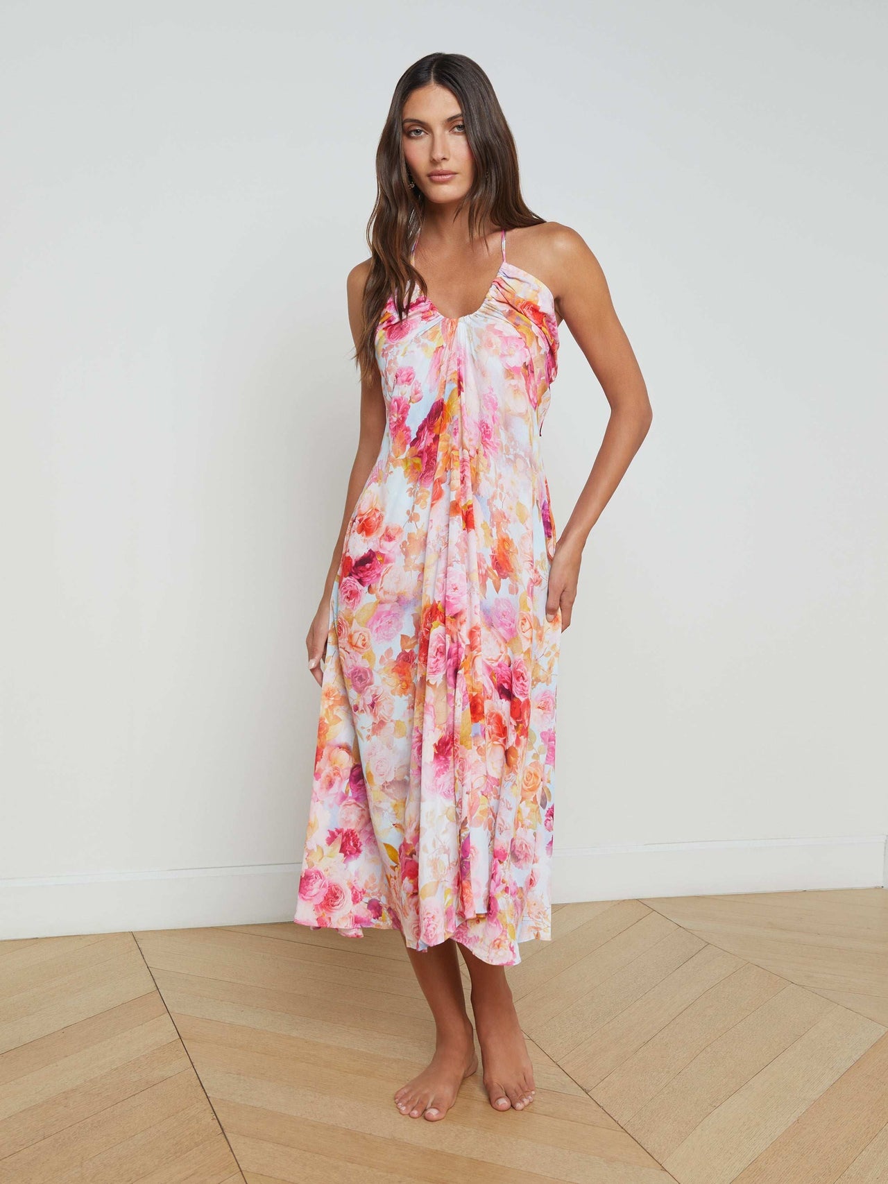 Cheri Cover-Up Dress in Multi Soft Cloud Floral | L'AGENCE for sale